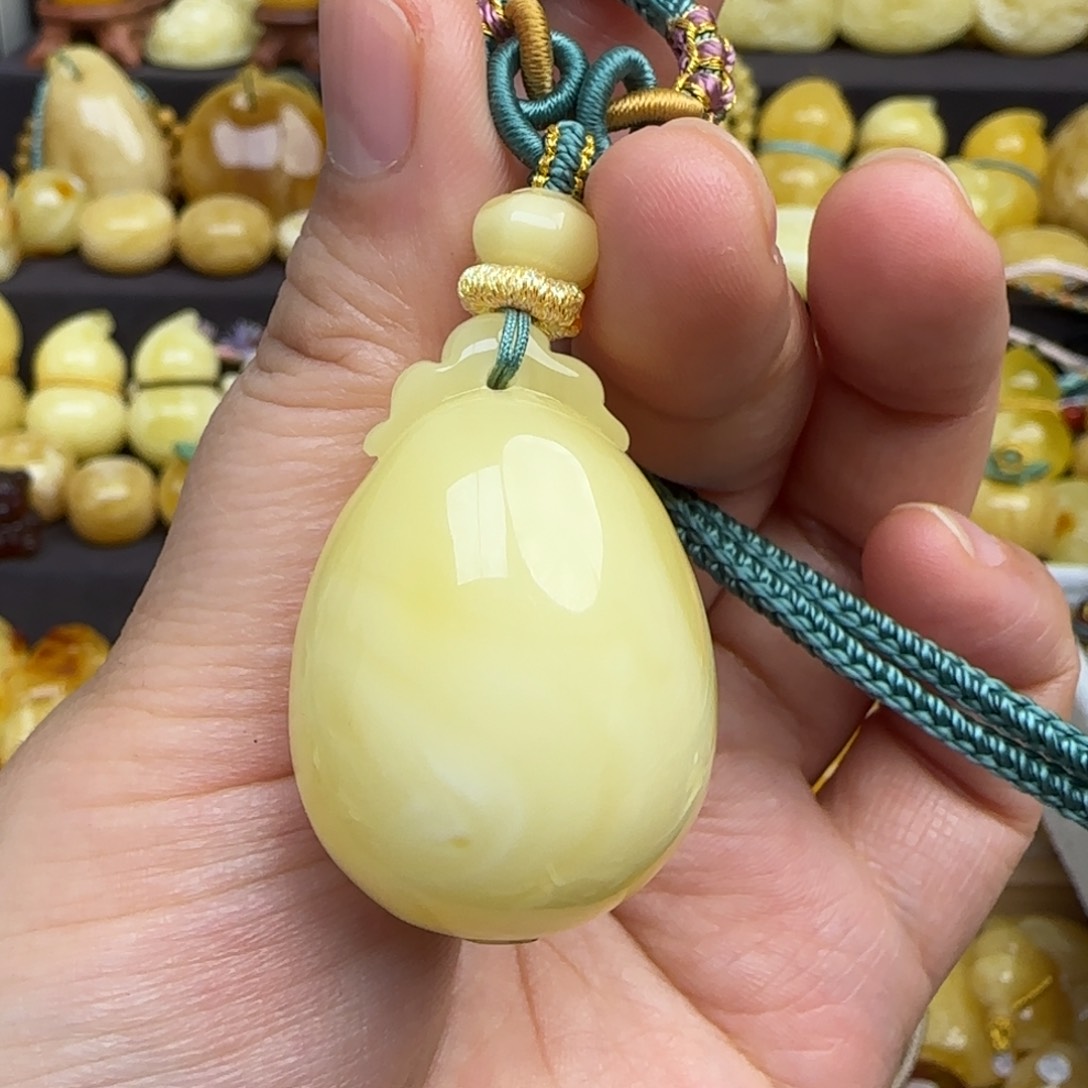蜜蜡套链未镶嵌天然白蜜蜜蜡福贝吊坠