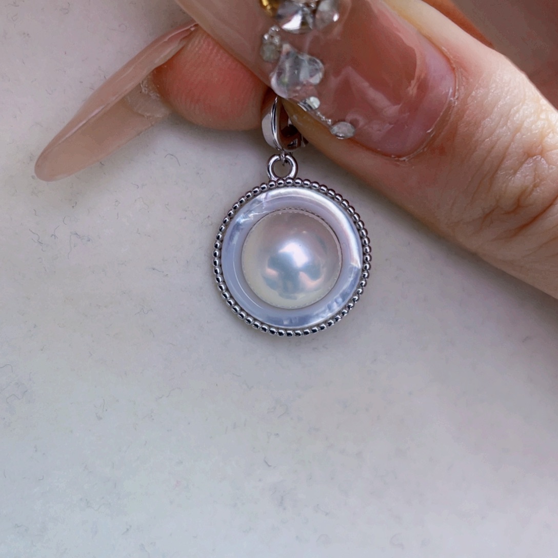 银S925镶嵌淡水珍珠吊坠(不含链)