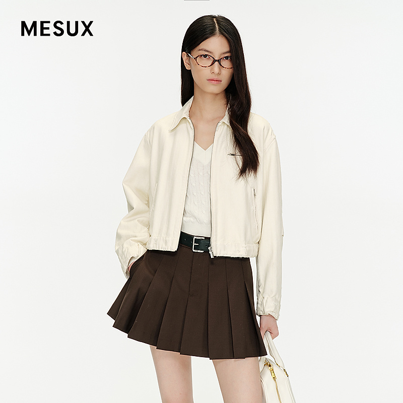 MESUX米岫25秋航海风棉质收腰工装宽松休闲短款夹克外套MNFUH105