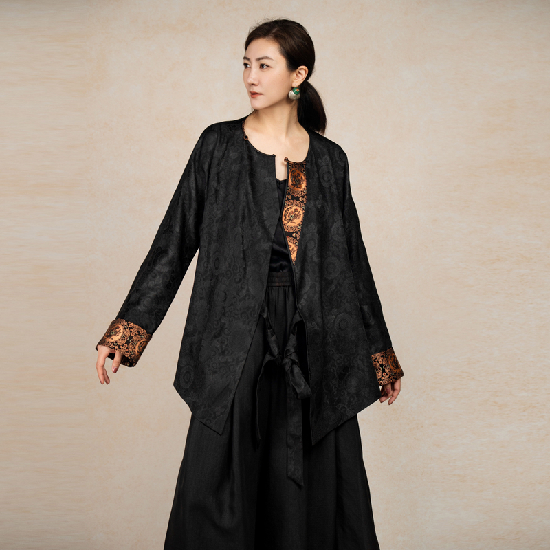 【栖香锦】六经锦绣花拼古蜀锦 香云纱 国风 秀款 上衣