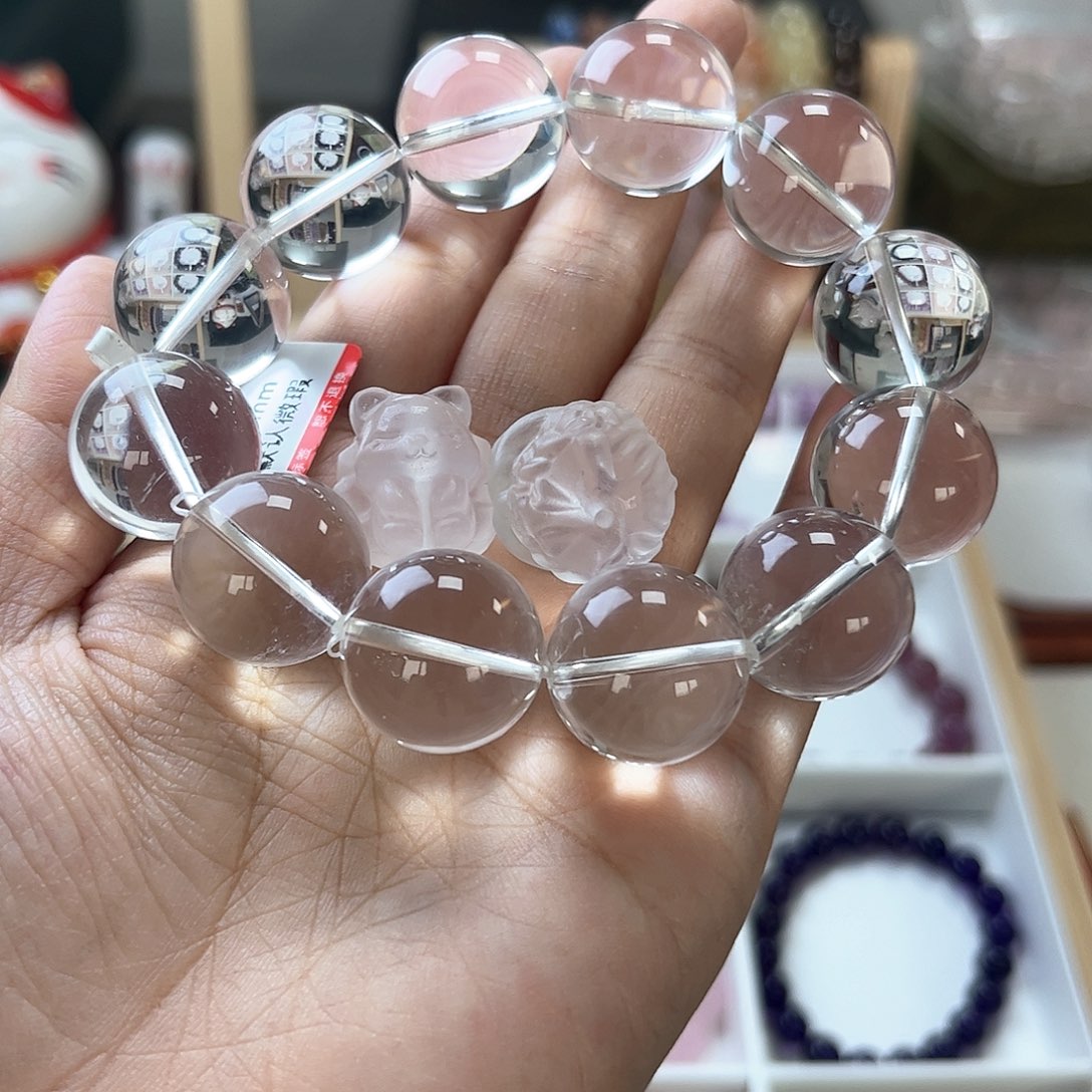 水晶手链未镶嵌保****烧18mm白水晶