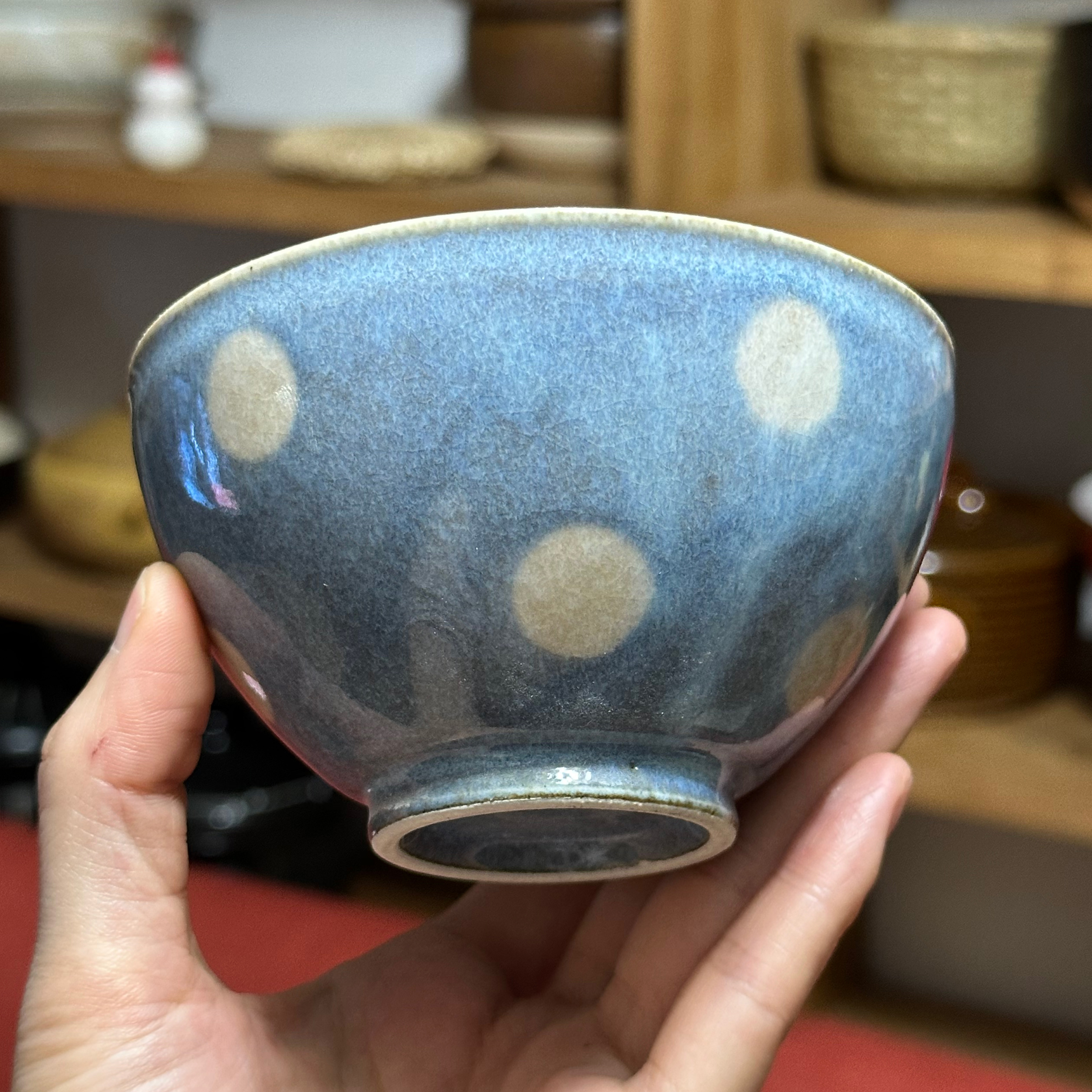 五郎 日本进口 水色米饭碗 手工手绘 粥 麦片 水果坚果日料碗