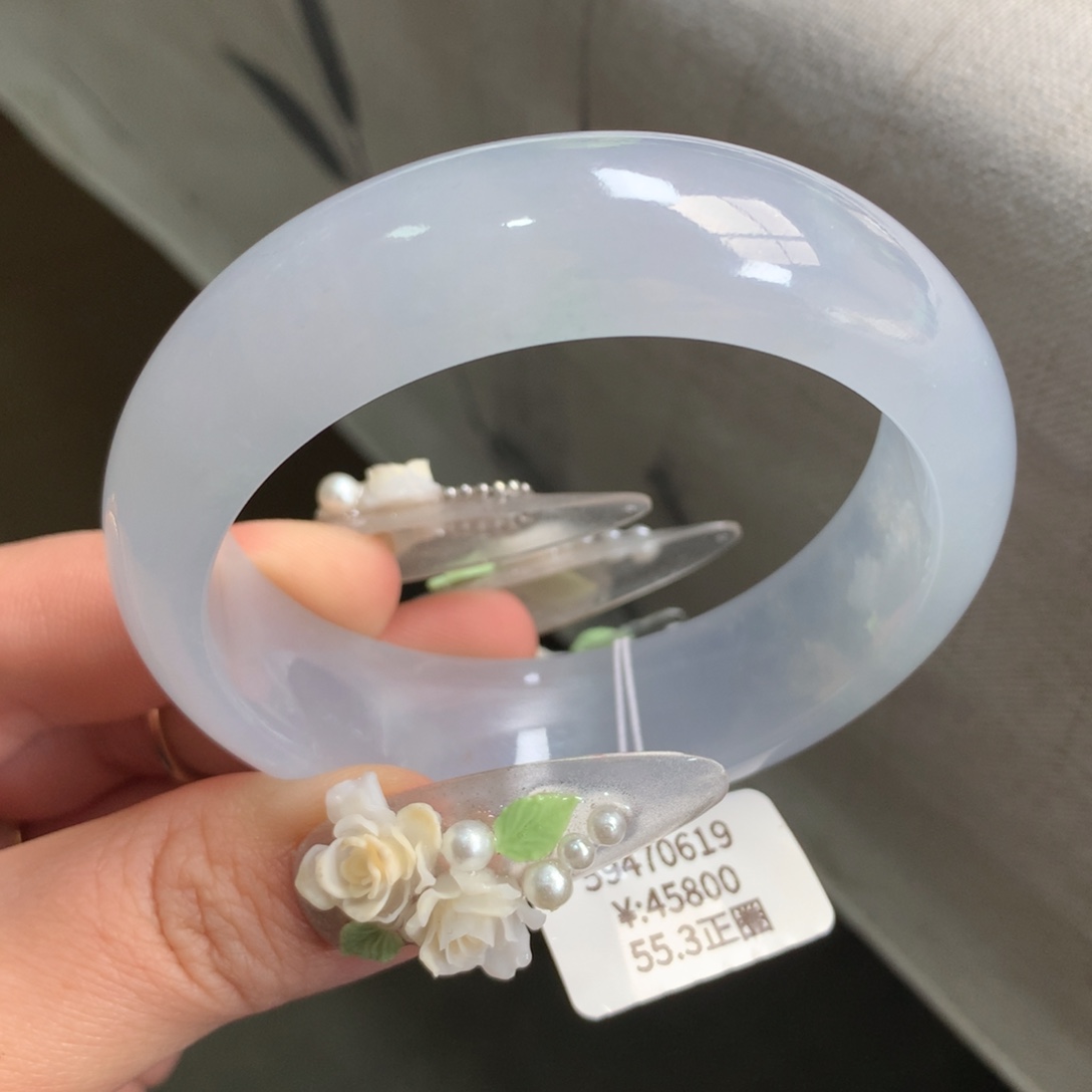 翡翠手镯未镶嵌冰胶宽版轮胎
