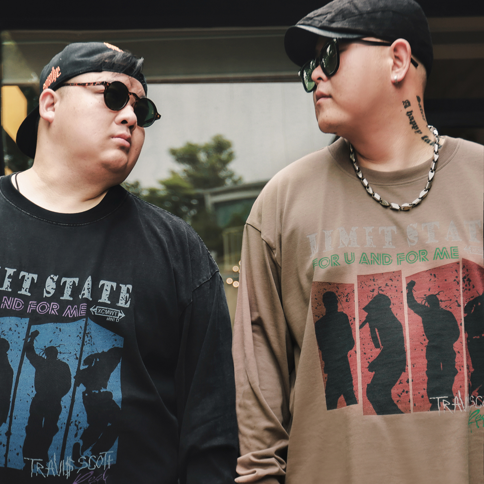 徐天霸大码潮牌重磅水洗美式音乐街头嘻哈长袖T恤衫 宽松圆领卫衣