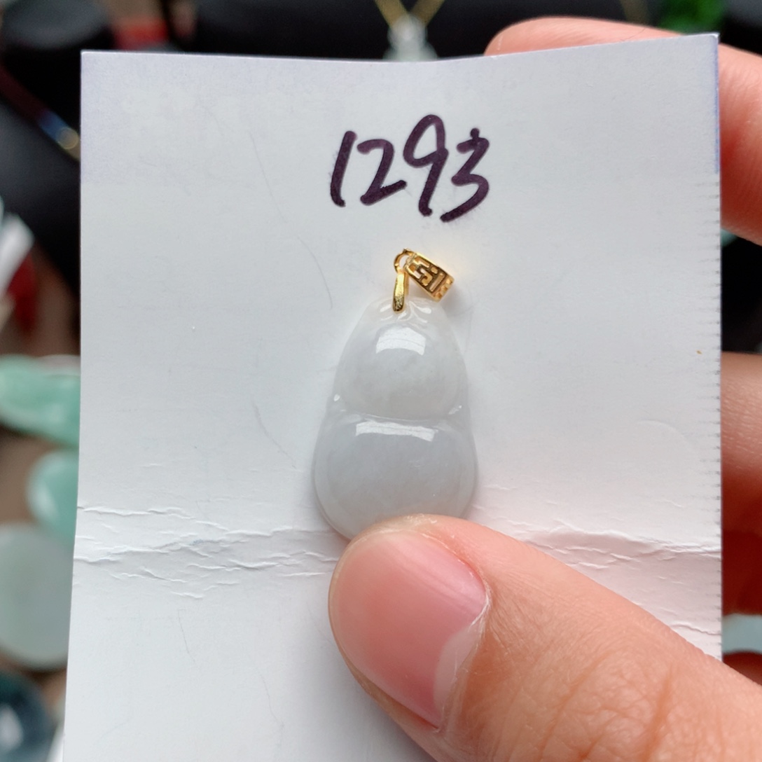 翡翠颈饰银S925镀金镶嵌吊坠