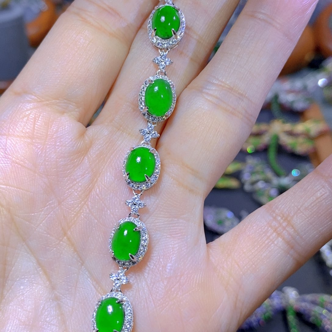 翡翠颈饰合金天然翡翠