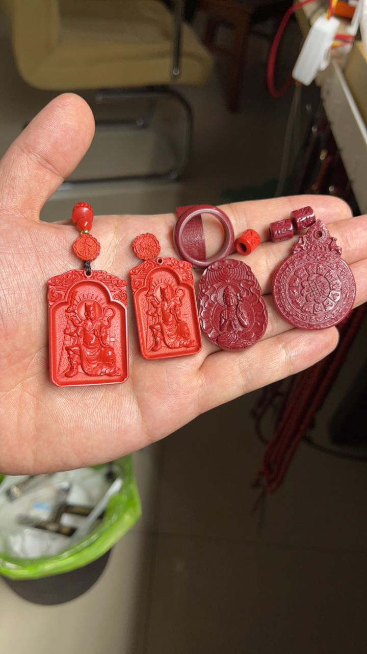 含辰砂工艺品高含量红砂吴遂大将军2件 守护神 九宫八卦