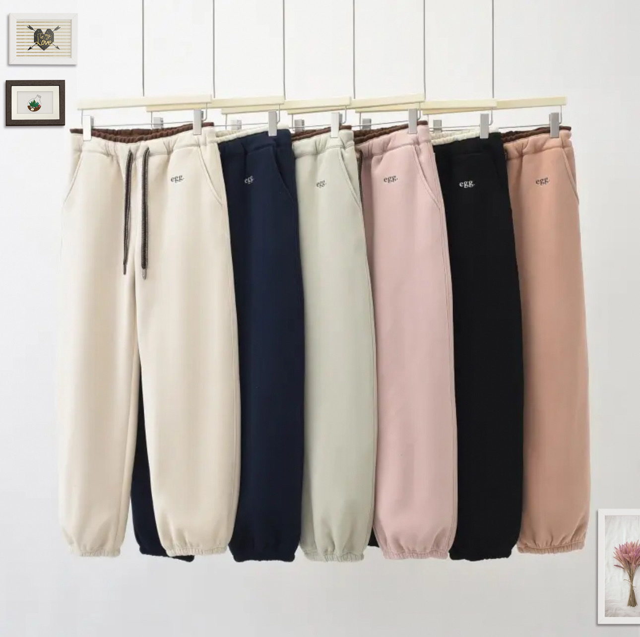 e*gg2026加绒加厚冬季新款简约百搭休闲裤