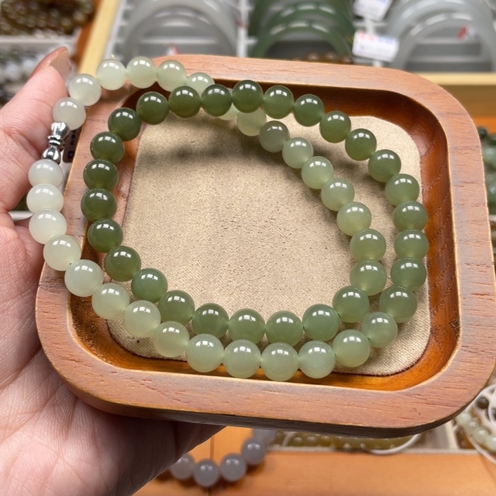 和田玉珠串8mm未镶嵌