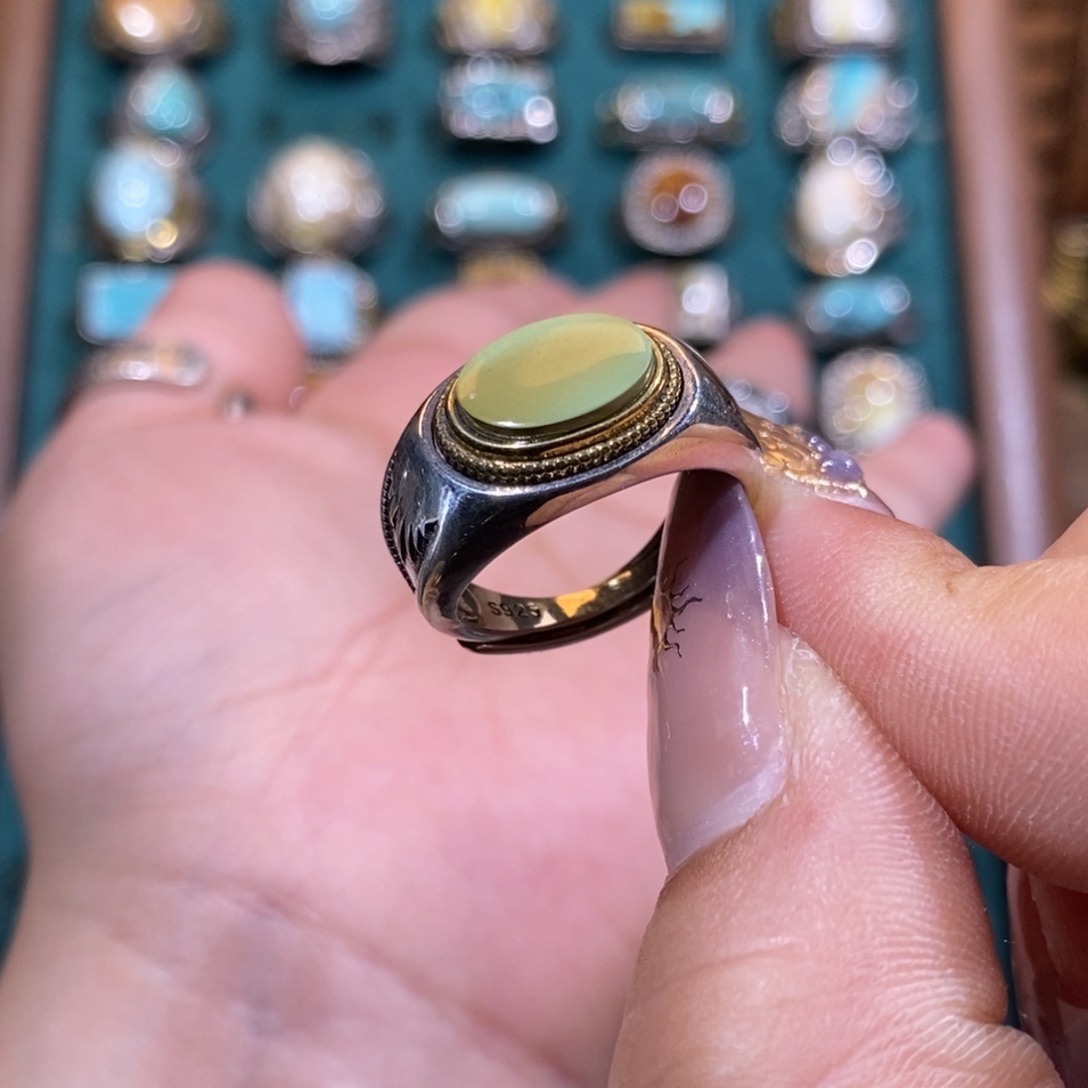 绿松石戒指银S925镶嵌戒指