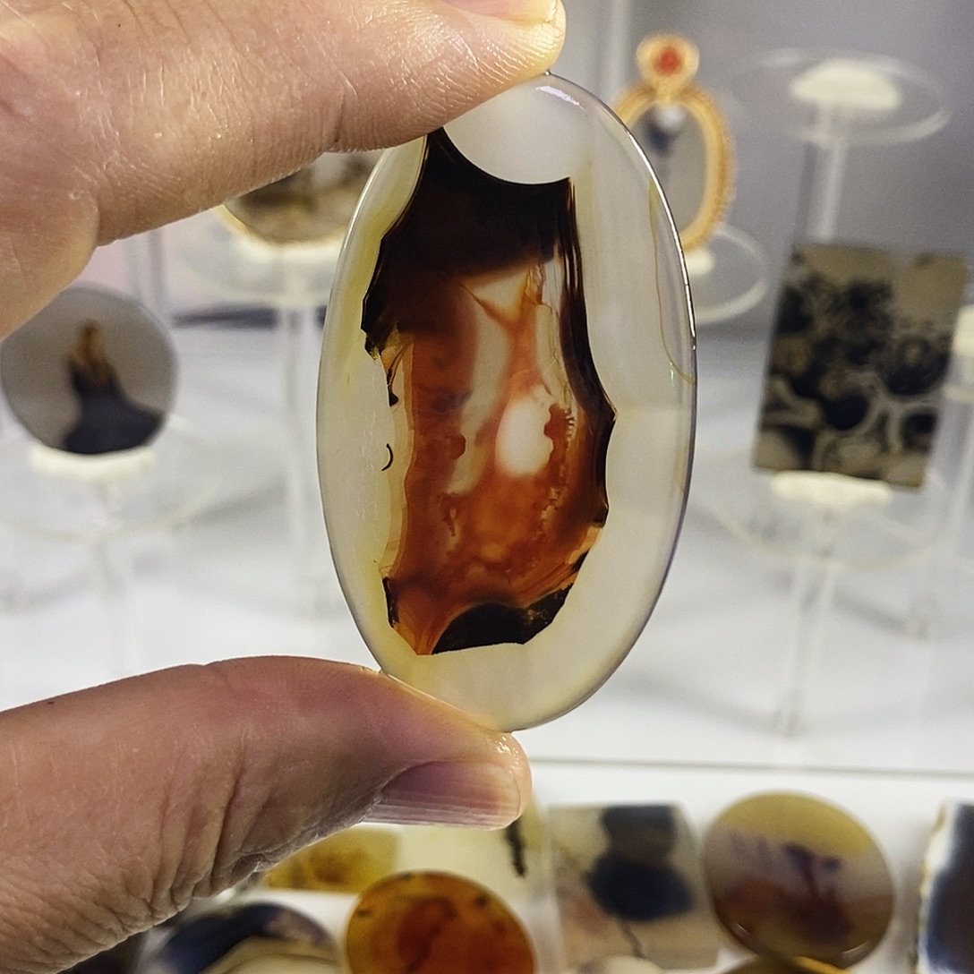 合成碳硅石非金属时尚图纹画面石饰品