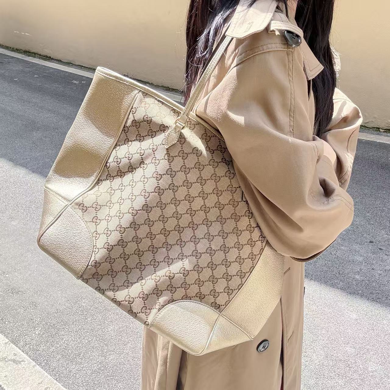 95新 GUCCI/古驰 95新gucci老花托特购物袋47027388
