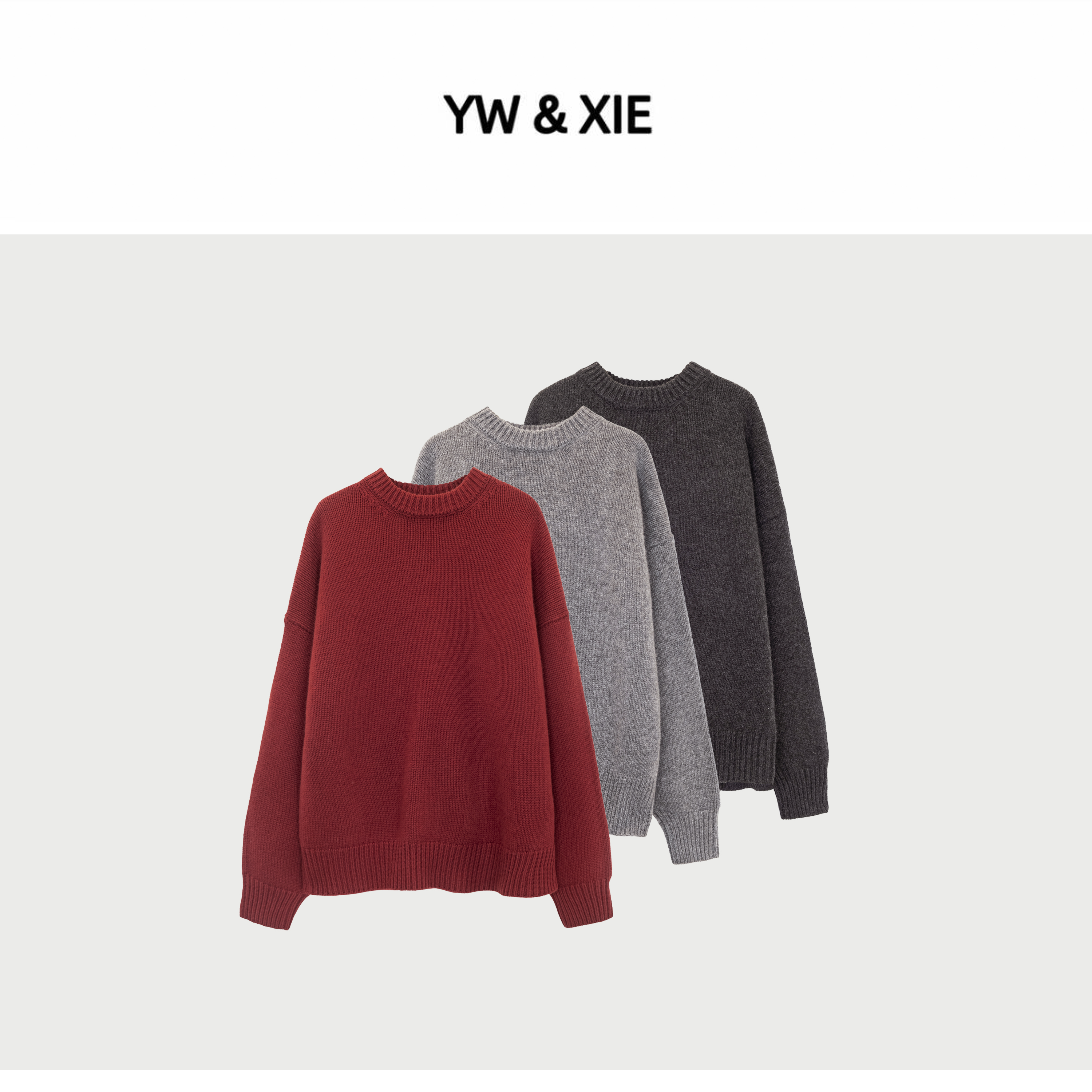 YW&XIE<高奢-肯豆>1011 圆领针织毛衣外套秋冬韩版百搭短款显瘦