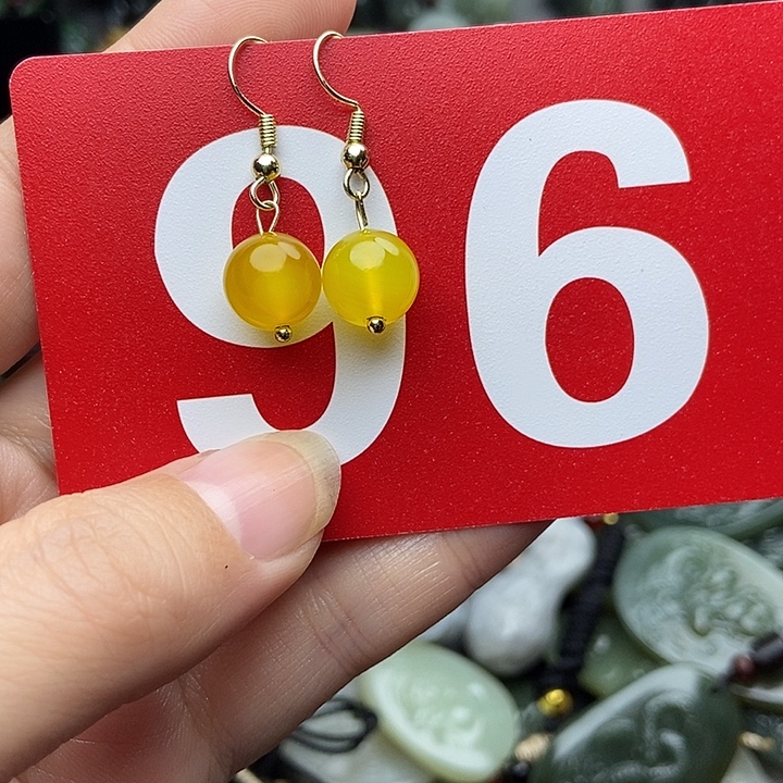 玛瑙/玉髓合金耳钉