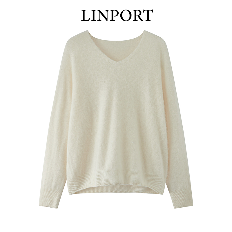 【初雪】休闲气质极简纯色百搭氛围感V领羊毛针织衫LB250932