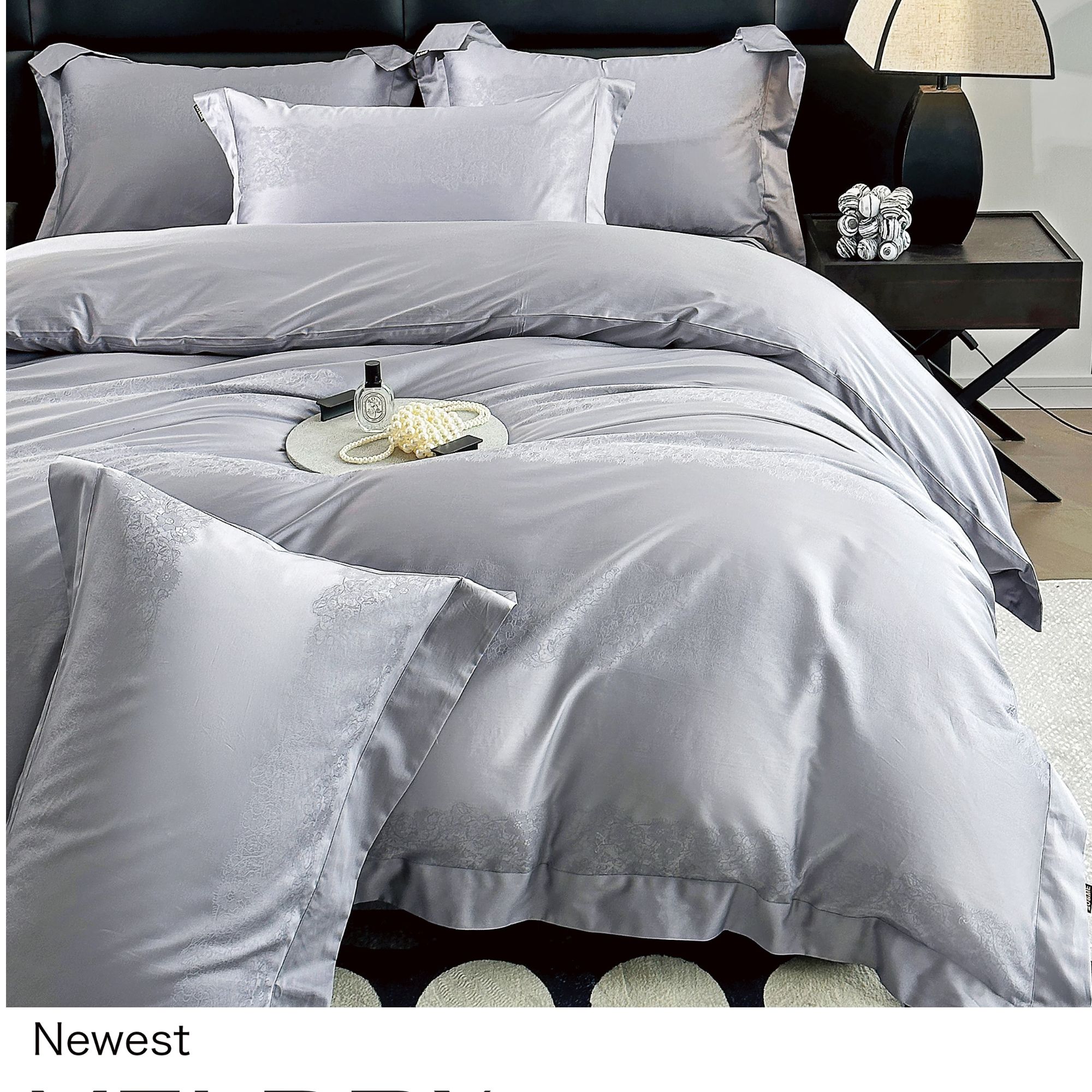 美禧龙【克洛伊】高端专柜款轻奢简约长绒棉提花款床上用品四件套