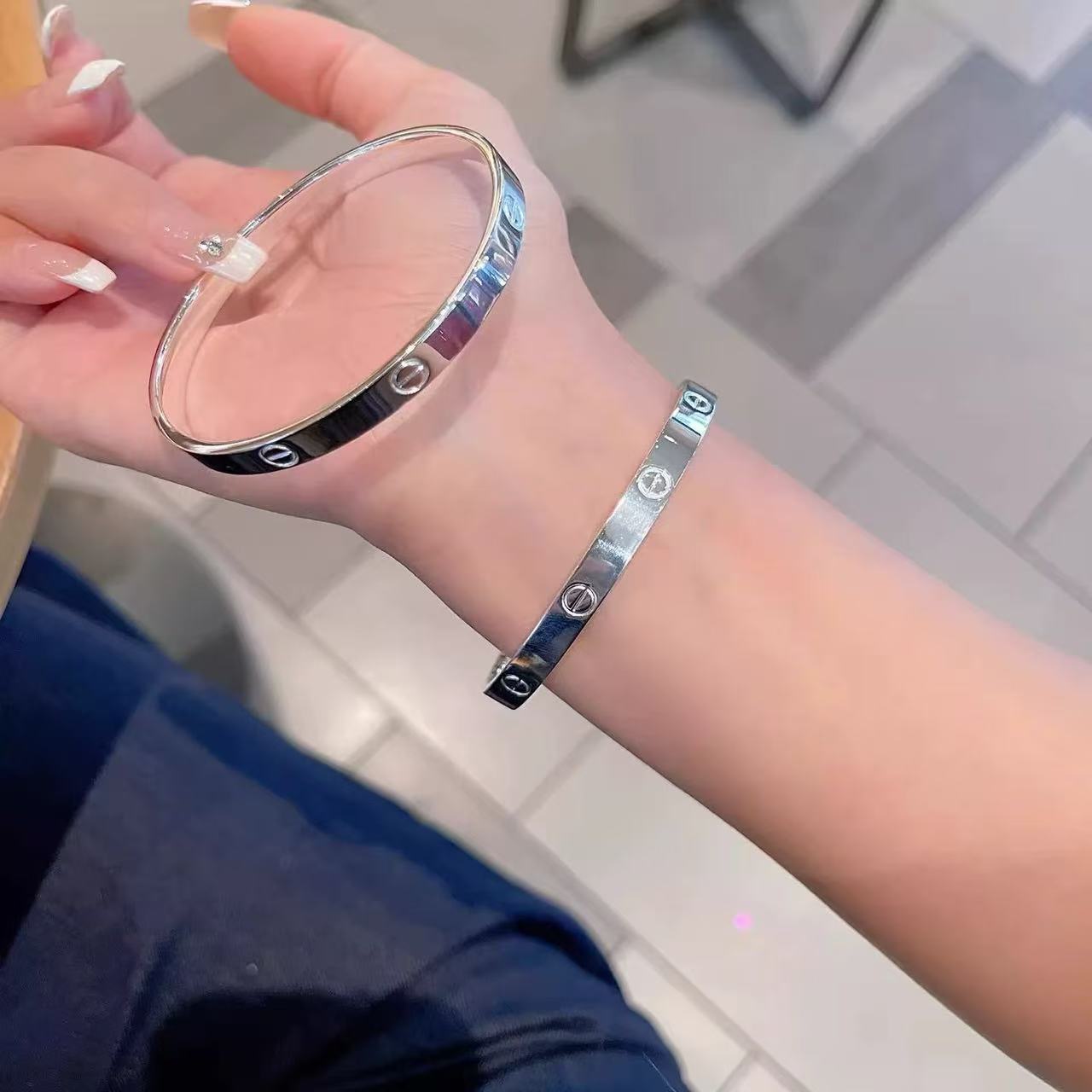 通体  999银款  H302经典k家手镯开口  18克