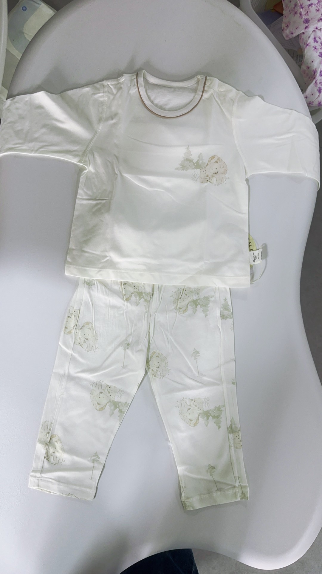 LU-【2701491抱抱熊】有机温馨家居服肩扣套装