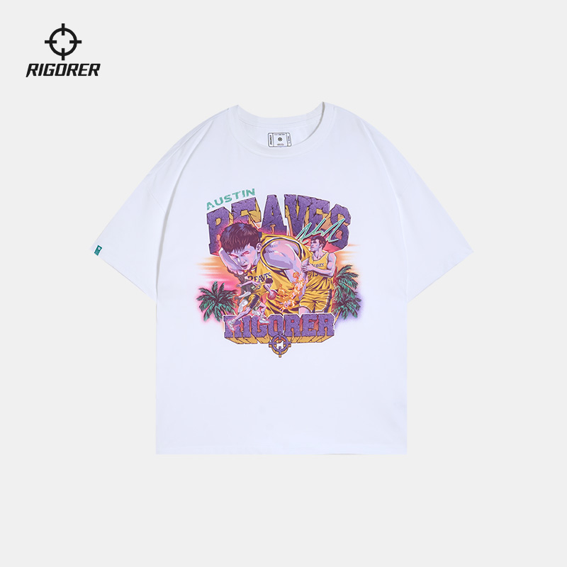 准者里夫斯短袖t恤夏透气半袖纯棉运动休闲宽松印花圆领复古户外