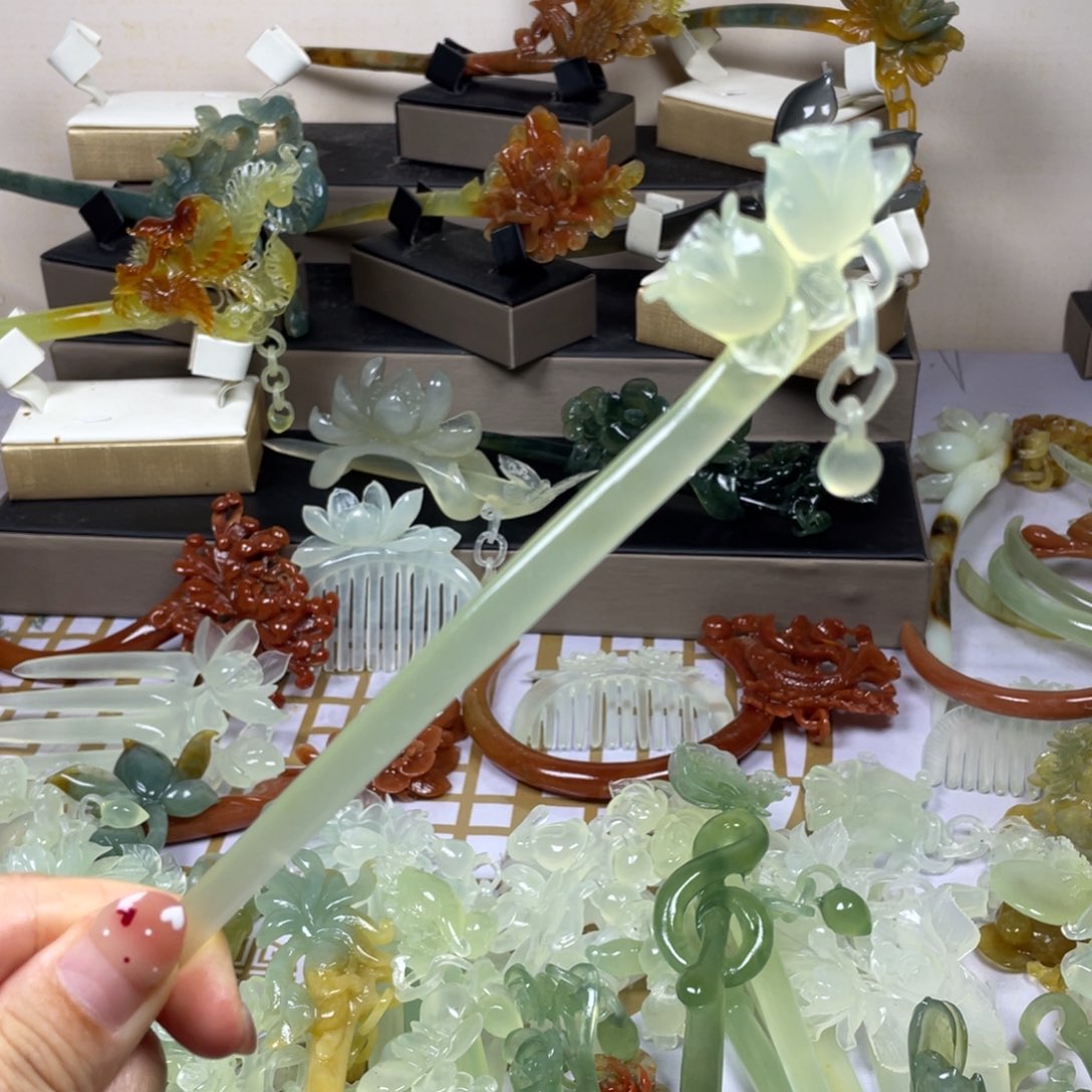 未镶嵌蛇纹石玉发饰罗*‘