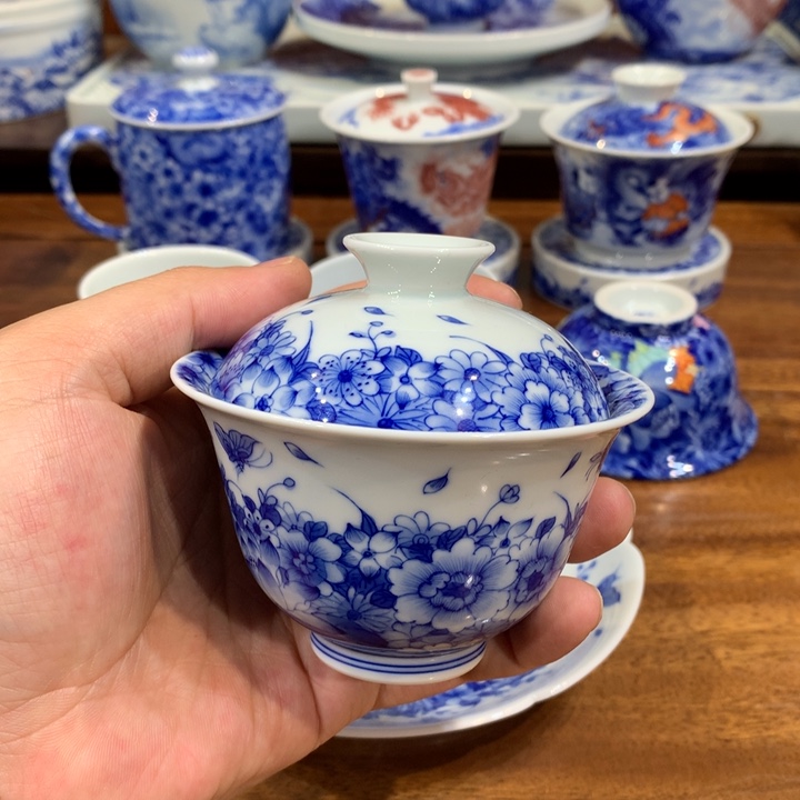 晓月柴窑 万花盖碗