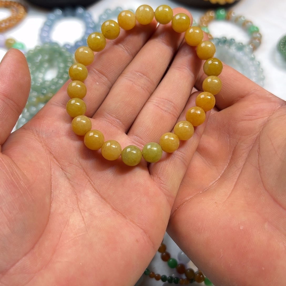 定制翡翠未镶嵌黄翡手串