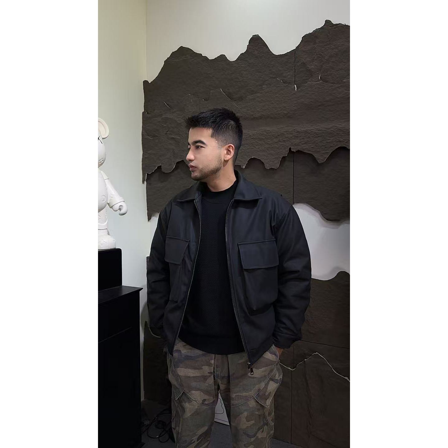 潮男前线冬季高品质加棉男士皮衣外套复古夹克痞帅高级感年轻3325