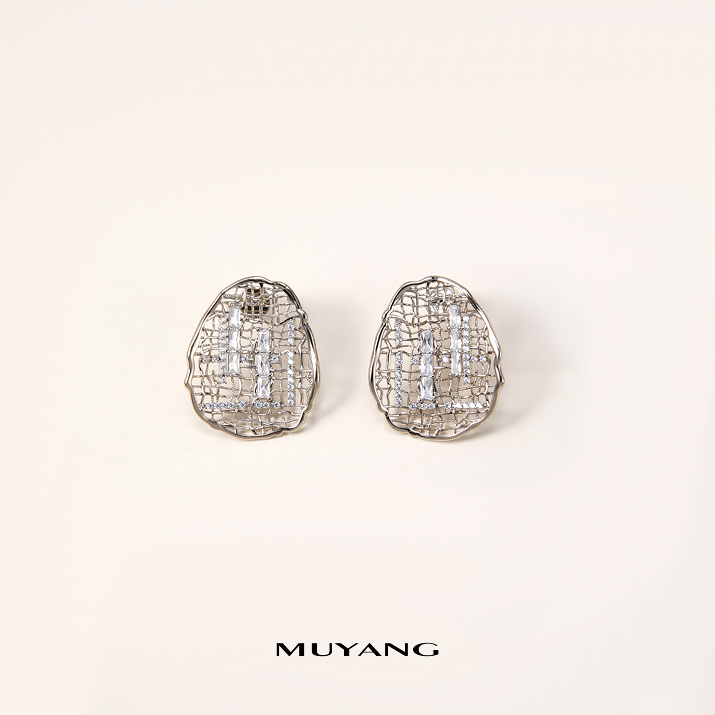 muyang/慕阳 铜合金锆石耳饰 气质时尚百搭简约精致灵格耳钉
