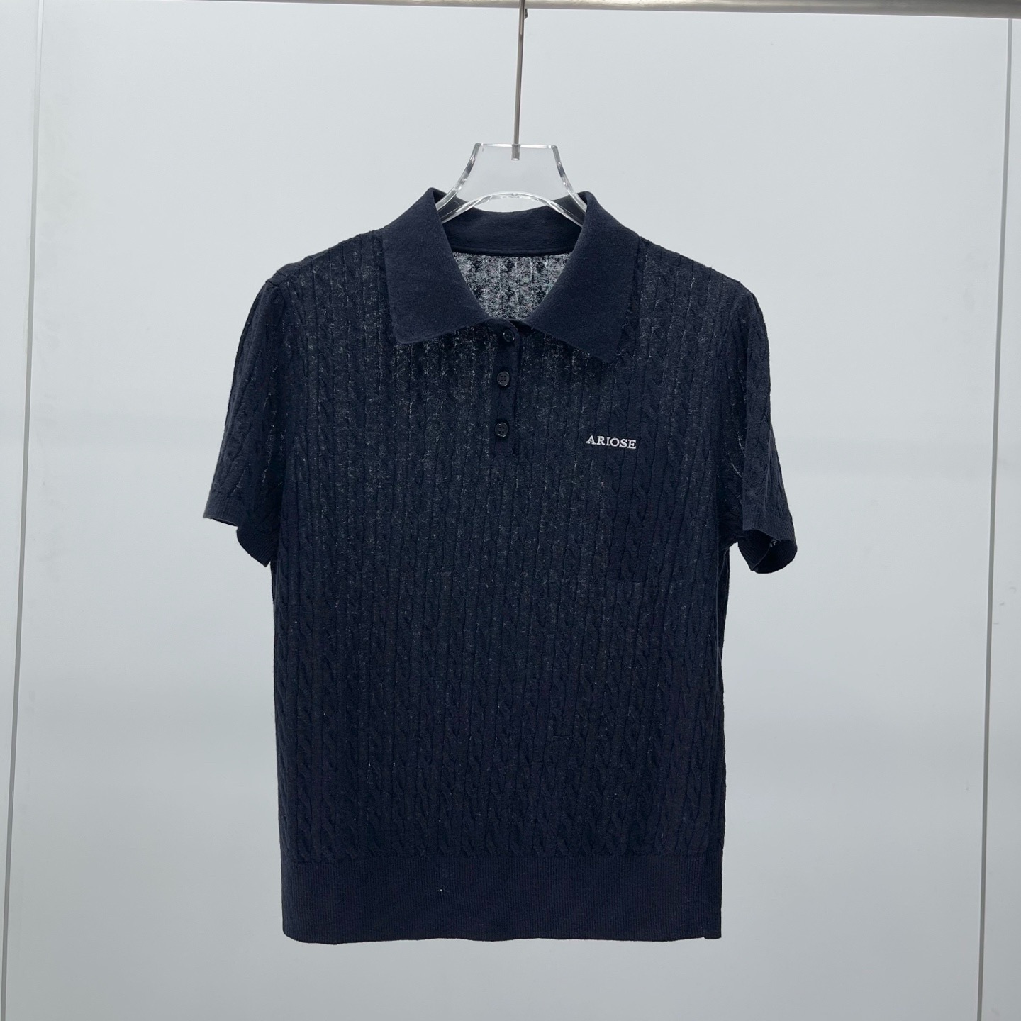 艾家商场同款8107艾家25年春常规短袖毛针织衫