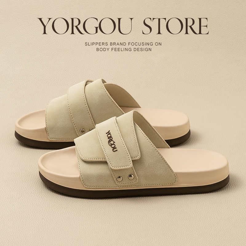 远港可调节拖鞋男女士夏季防滑通勤外穿厚软底沙滩皮革凉拖办公室