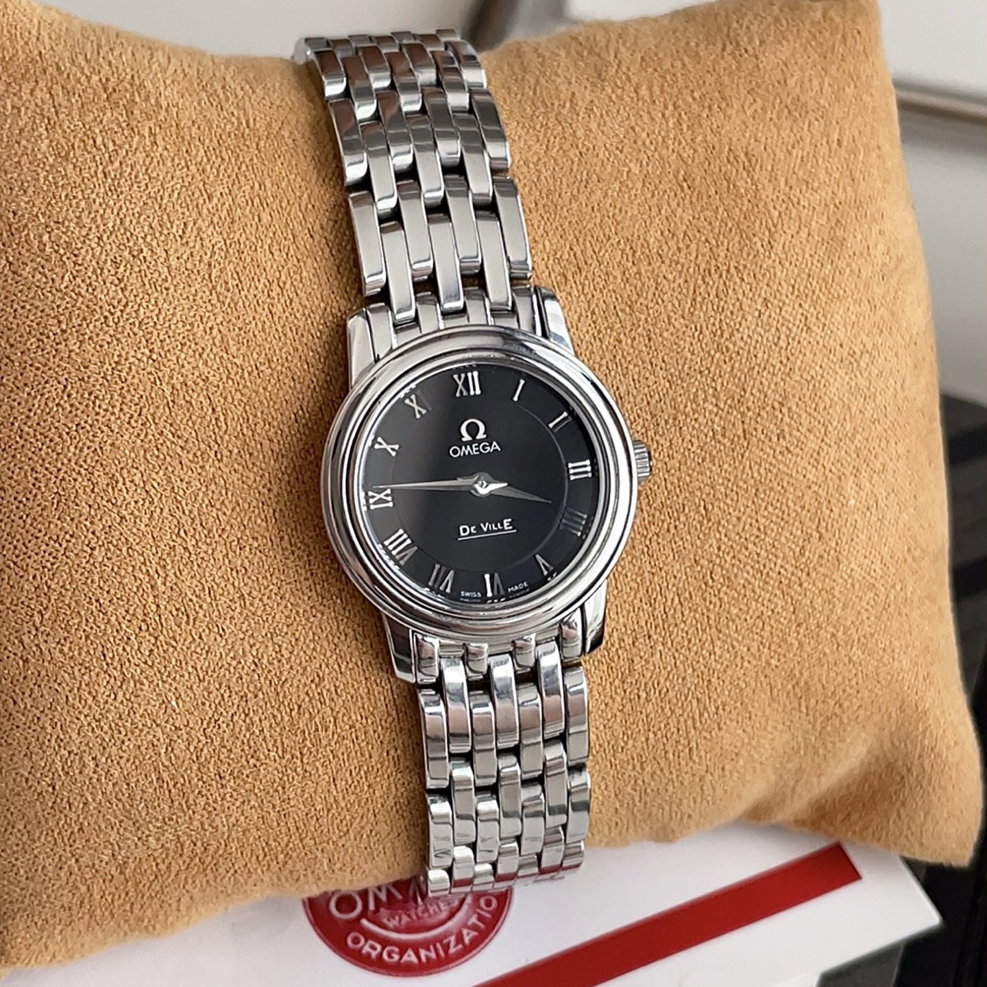 95新 Omega/欧米茄 稀有色超酷黑银·立体罗马刻·蝶飞22mm石英腕表