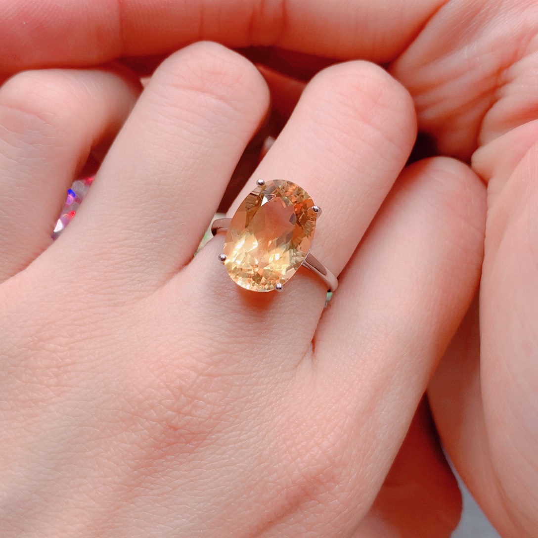 戒指银S925镶嵌水晶戒指