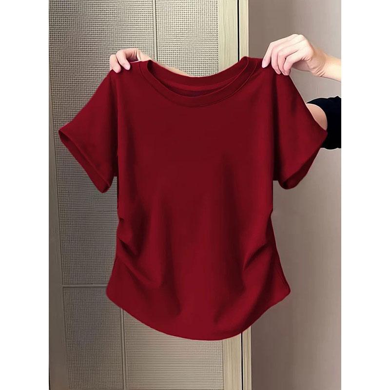 洋气衣服女t恤短款知性风老钱风女式衣服网红洋气炸街女装短袖T恤