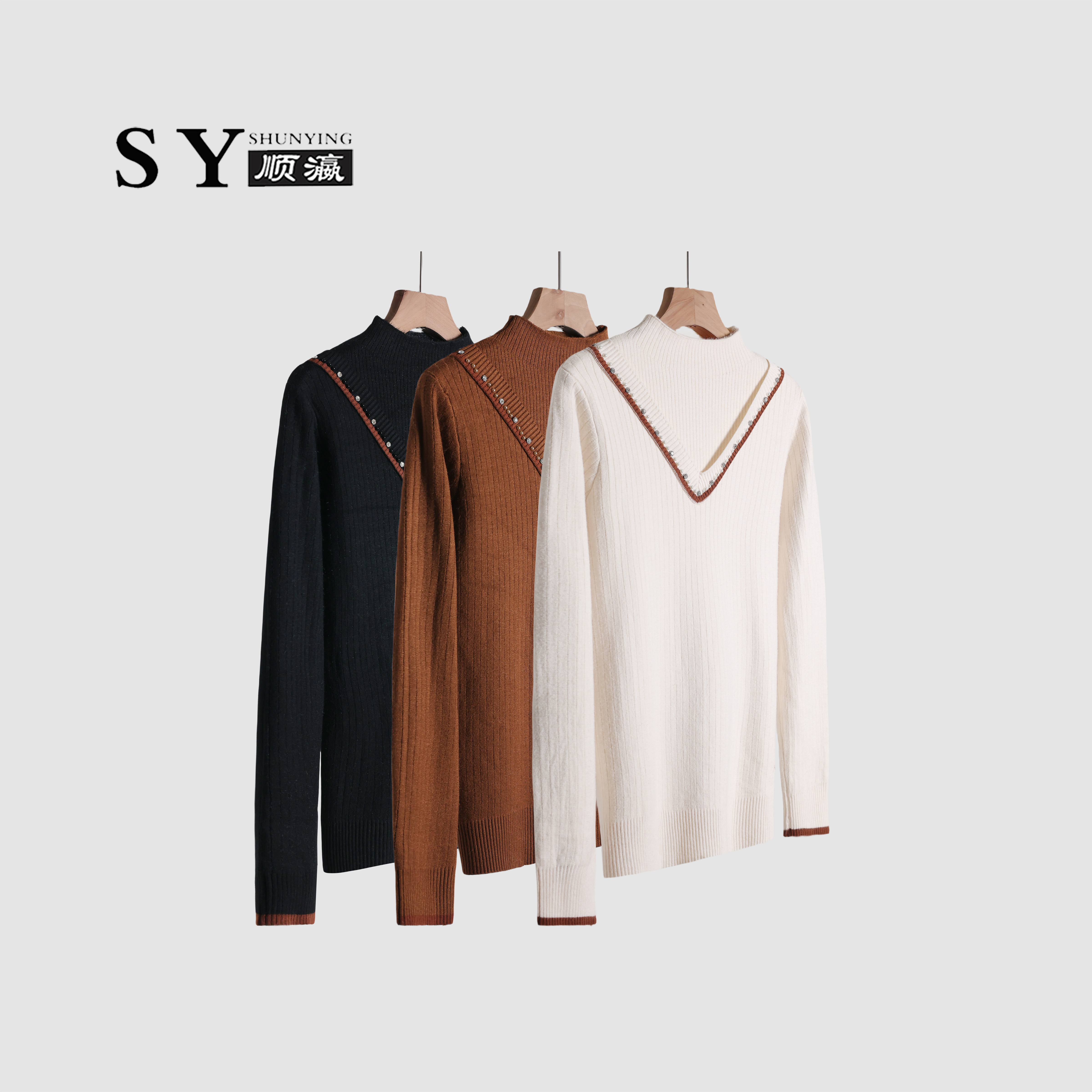 顺瀛【“小V”巨美内搭】秋冬新款设计感时尚毛针织衫SYM9023