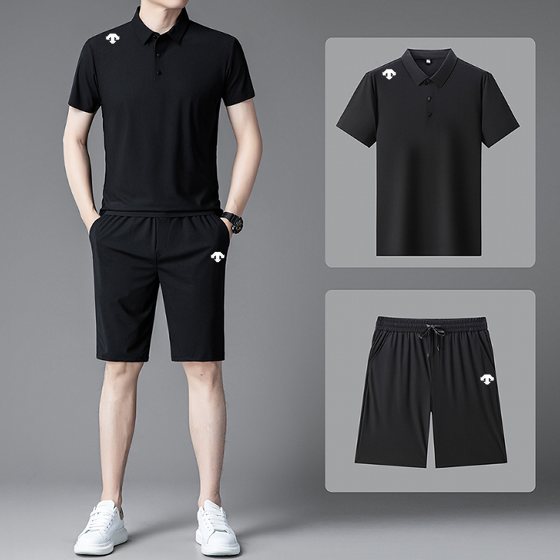 【海外撤柜】男士夏季运动休闲短袖短裤套装潮流舒适跑步套装