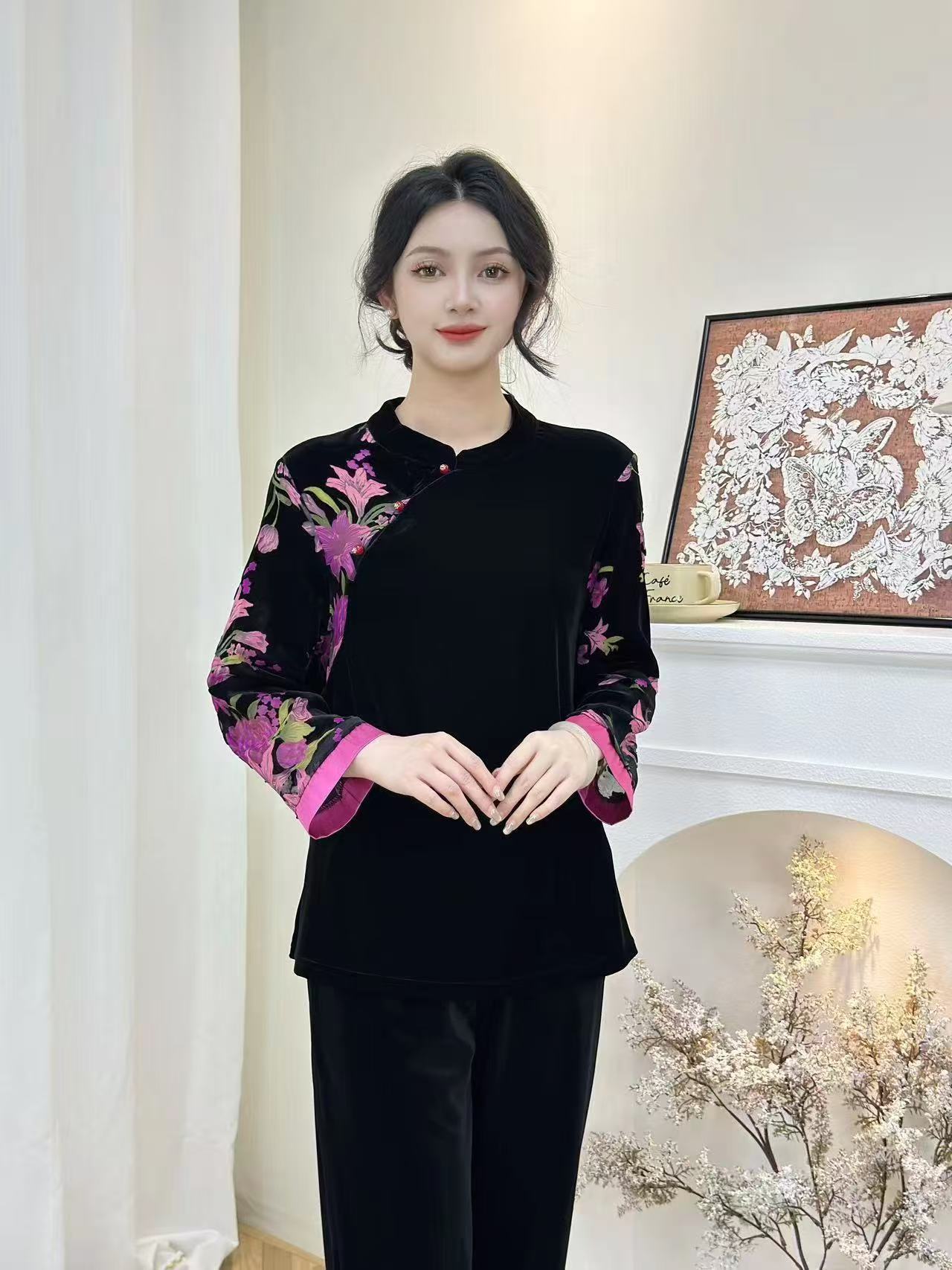 女装时尚长袖刺绣上衣6565-A853