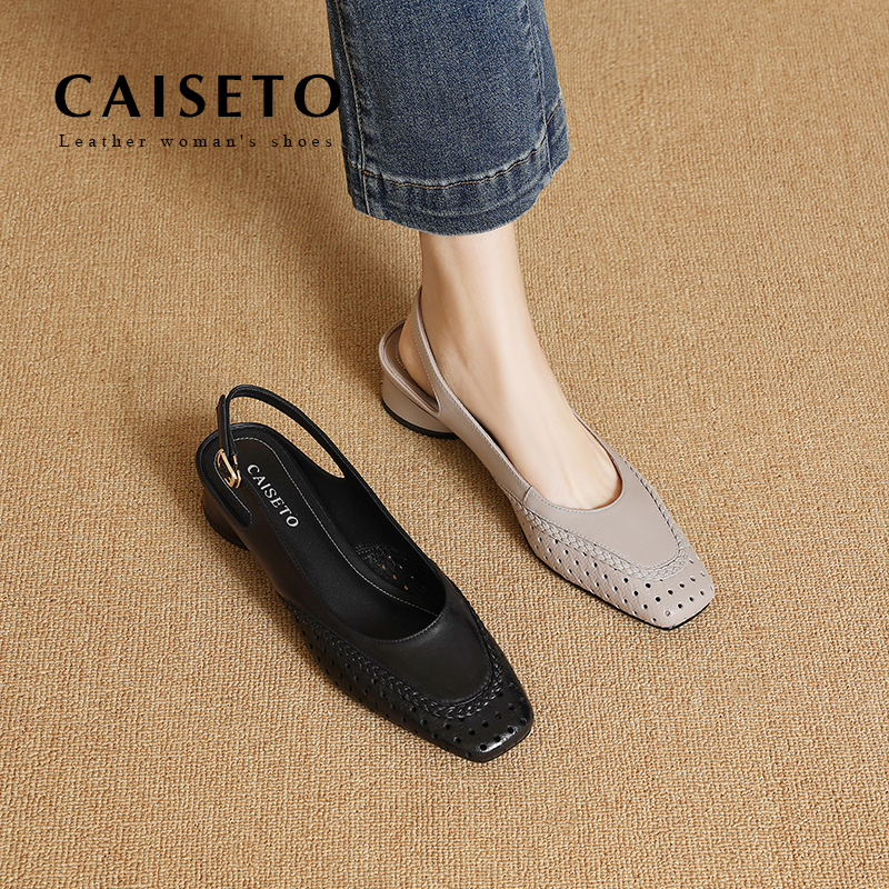 头层羊皮/3.5CM2025新款时尚百搭透气吸汗一脚蹬舒适女鞋25XL110