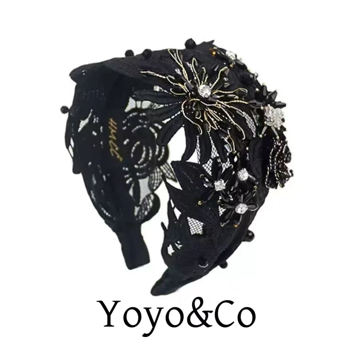 {维多利亚}Yoyo&Co复古宫廷风万针刺绣宽版遮白发精致头饰