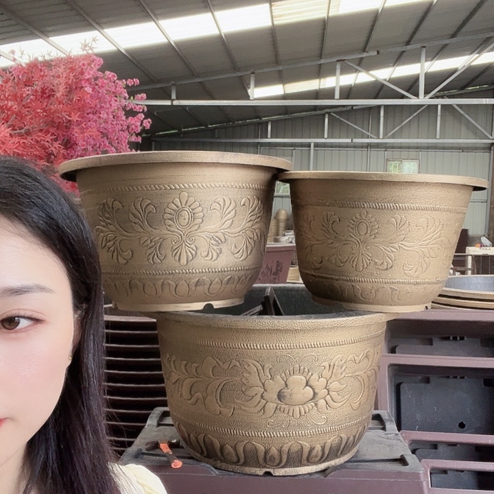 紫砂色圆60花盆10个有孔