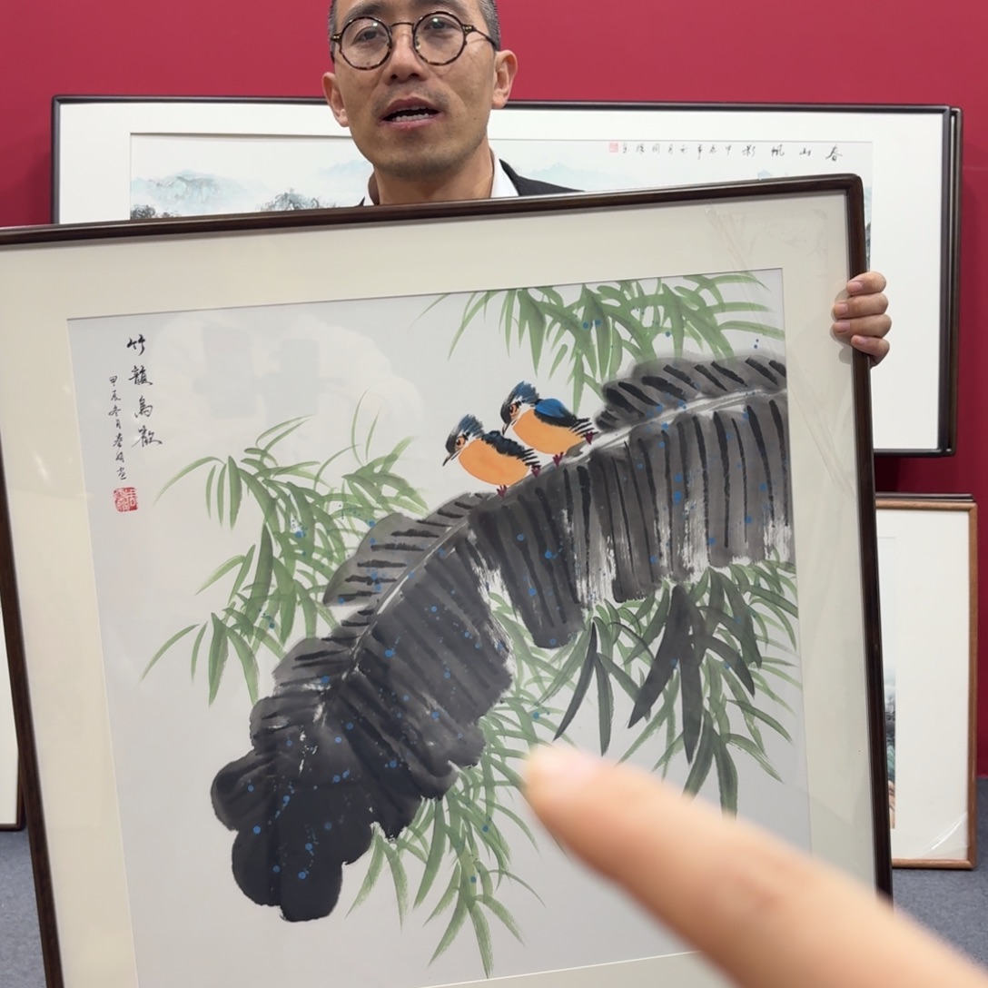 国画带框绘画80/80尺寸