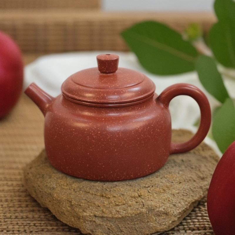 德钟·超薄胎内推孔-鱼籽朱泥纯手工精致泡茶壶实用紫砂壶