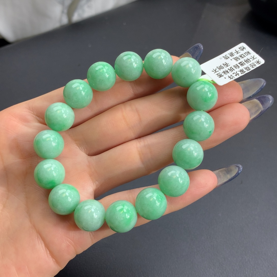 翡翠手链未镶嵌细润绿手链卡13m m