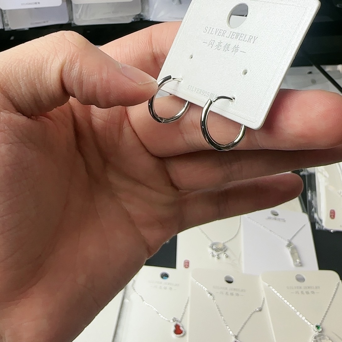 925银无椭圆形耳扣