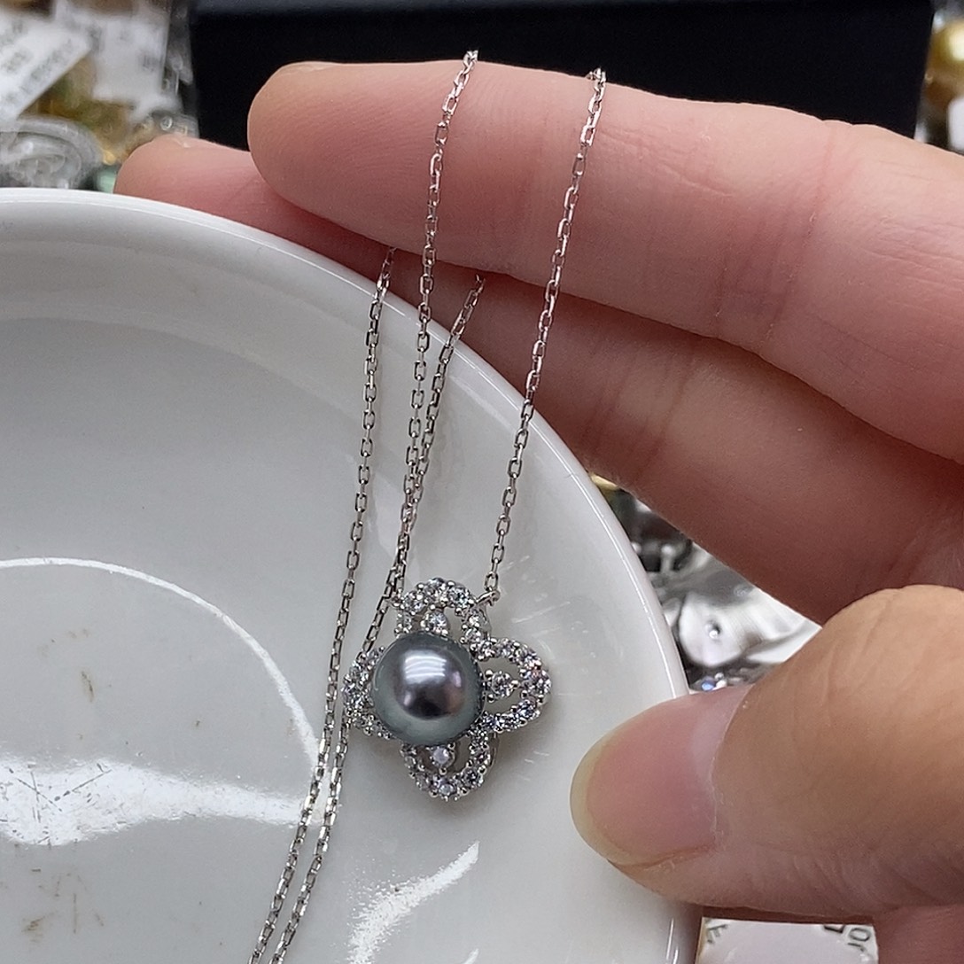 海水珍珠套链银S925镶嵌