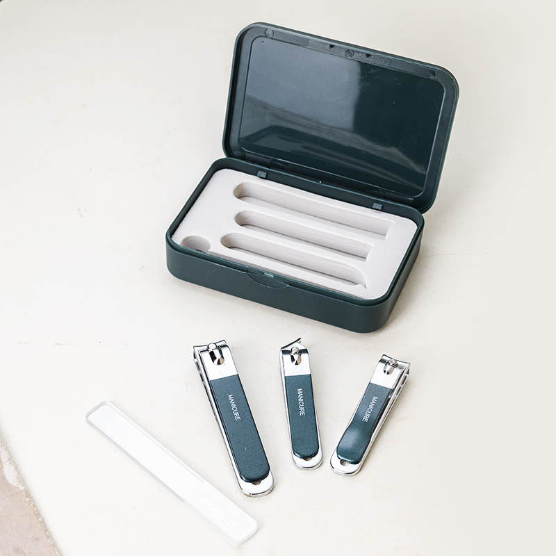 M524盒装墨绿色指甲钳4件套修甲指甲剪多功能家用便携