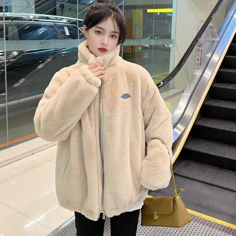 新款仿兔毛中长款仿兔毛加厚仿貂绒大衣棉服绒外套女秋冬女外套