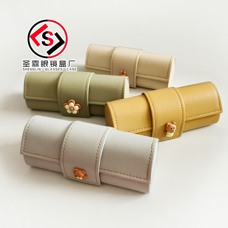 小熊200起订手工眼镜盒可爱太阳镜大框便携男女近视学生镜印logo