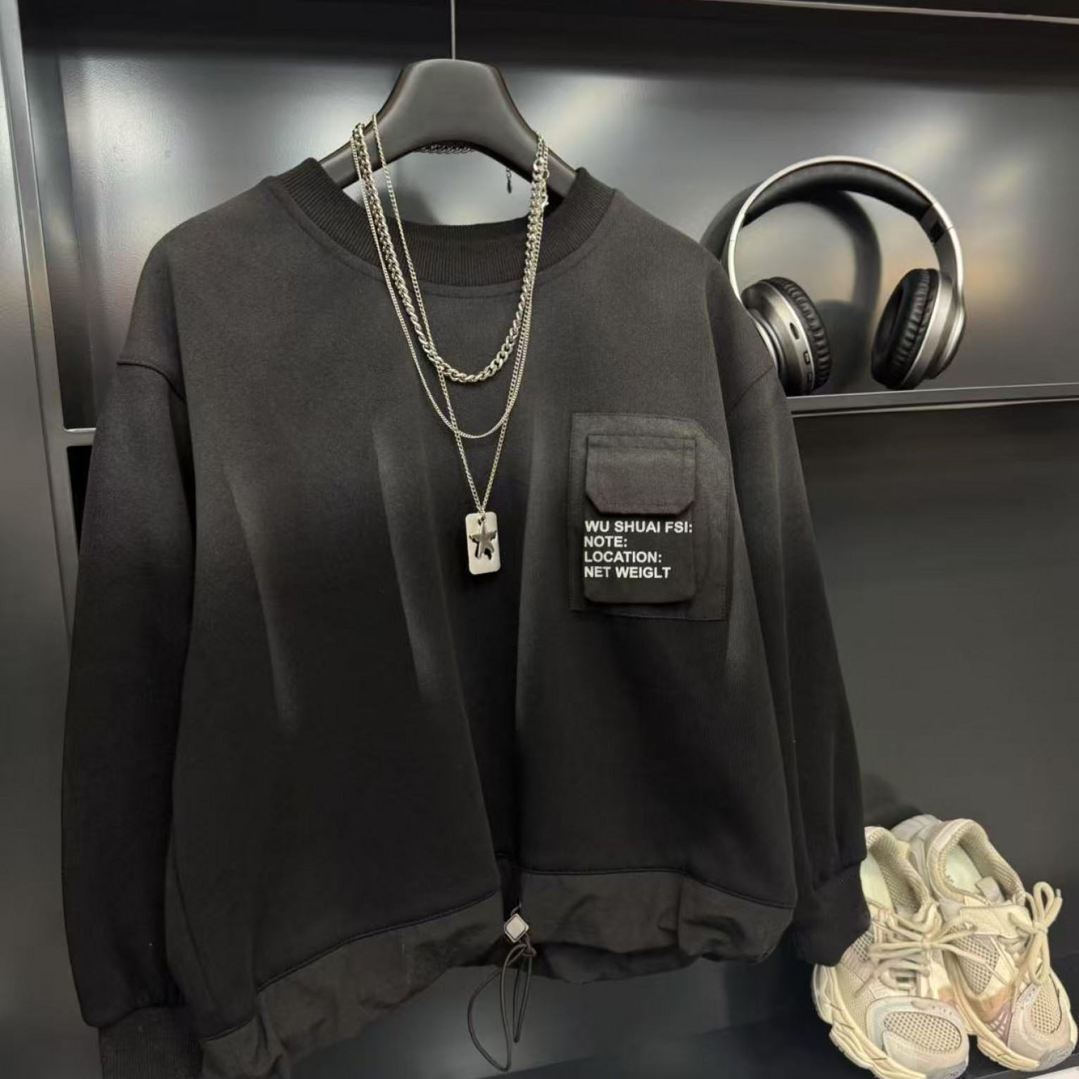 吾2024 【Y】7月31日 儿童时尚黑色浅秋潮流卫衣5528-