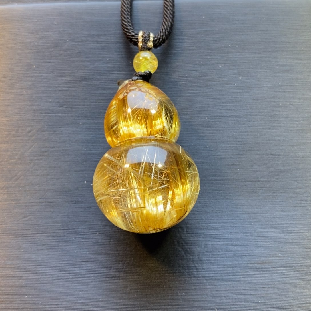 水晶颈饰未镶嵌天然钛晶葫芦吊坠