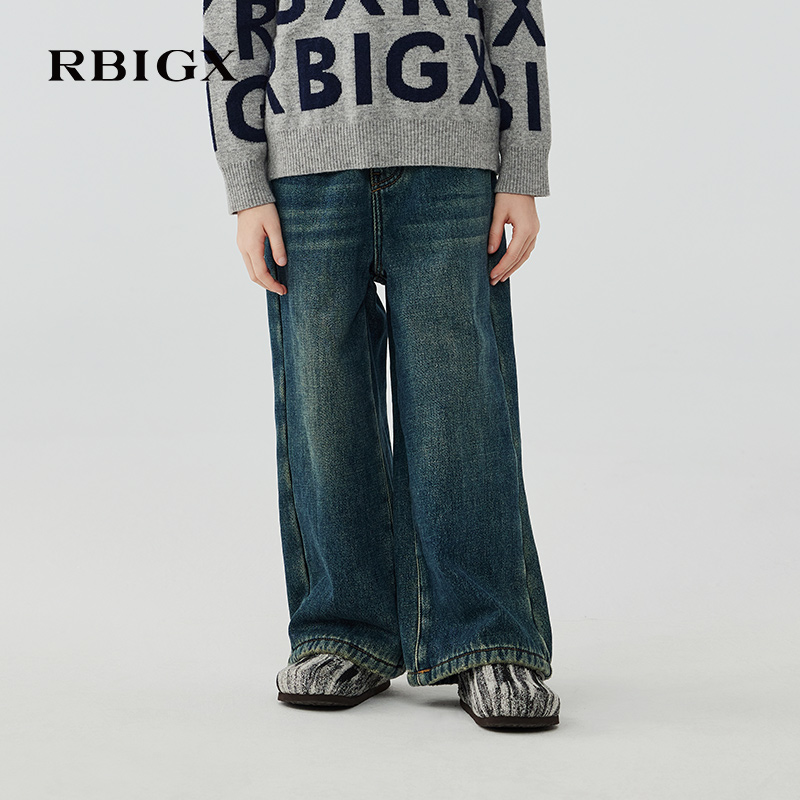 【商场同款】RBIGX瑞比克童装冬季新款直筒潮流百搭牛仔裤NK4DR1762